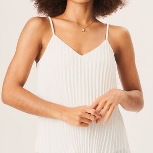 NWOT Venus White Pleated Braided Spaghetti Strap Blouse Size M